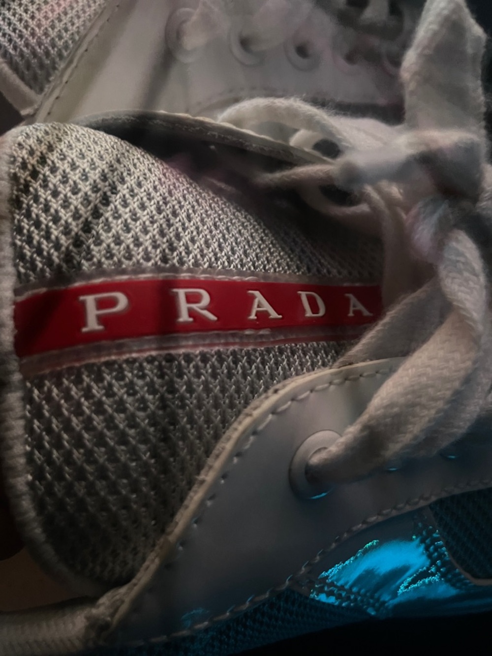 Prada White Sneakers with Red Logo Detail - Picture 2 of 2
